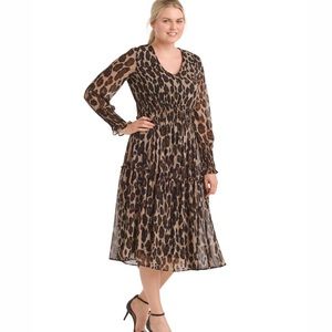 NWT Taylor chiffon leopard dress